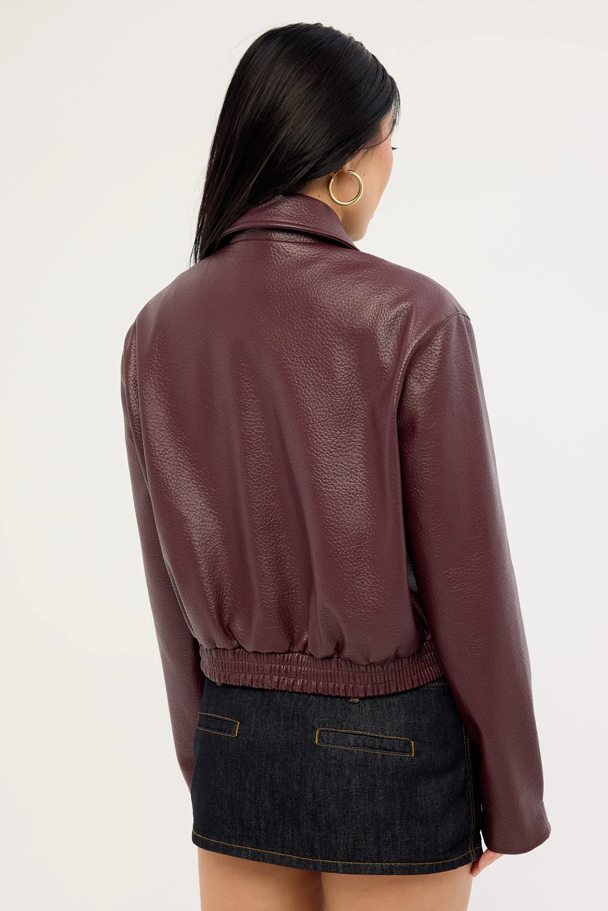 Luck & Trouble Alena Collared PU Jacket Plum - Image 5