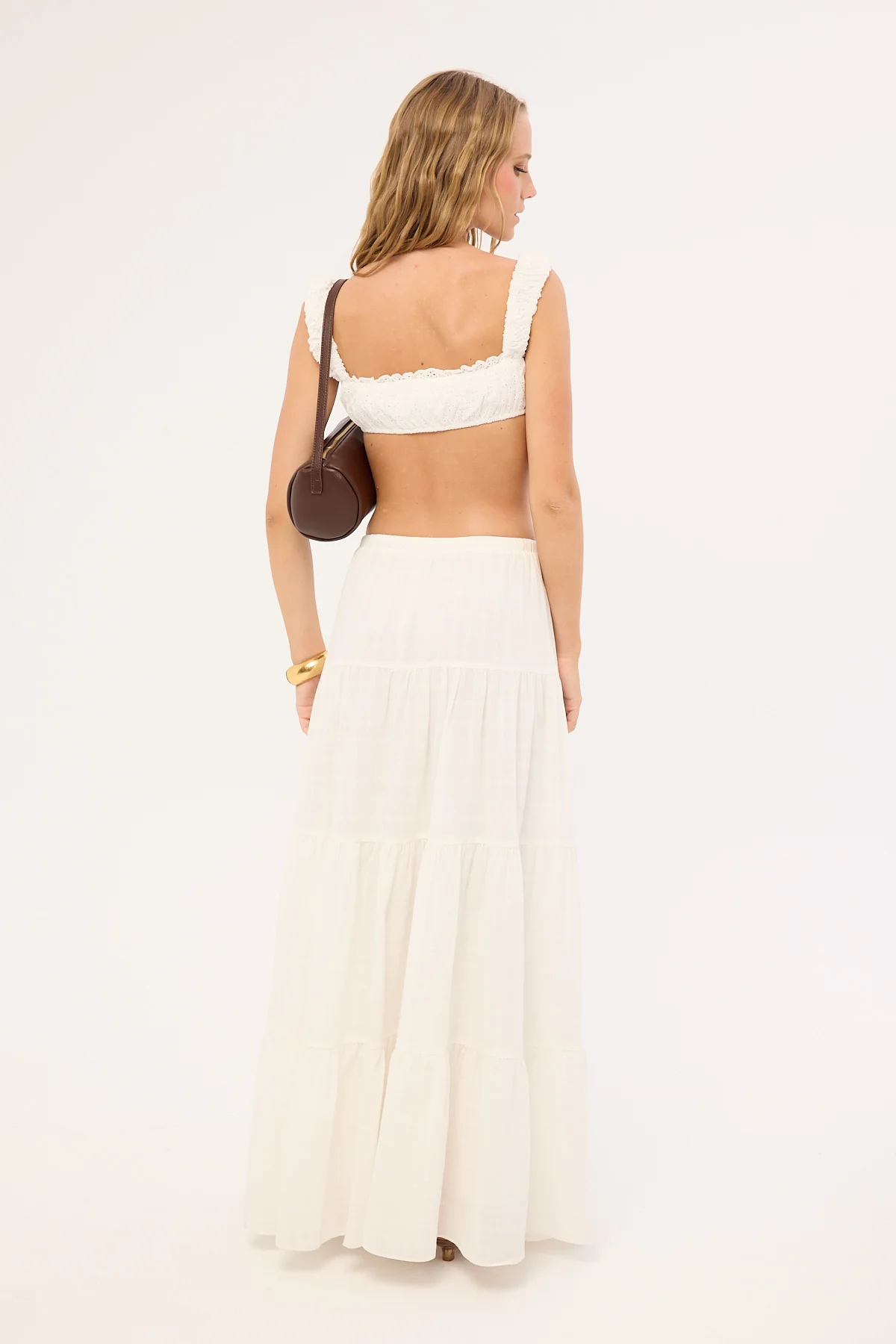 Luck & Trouble Alessia Tiered Maxi Skirt White - Image 6