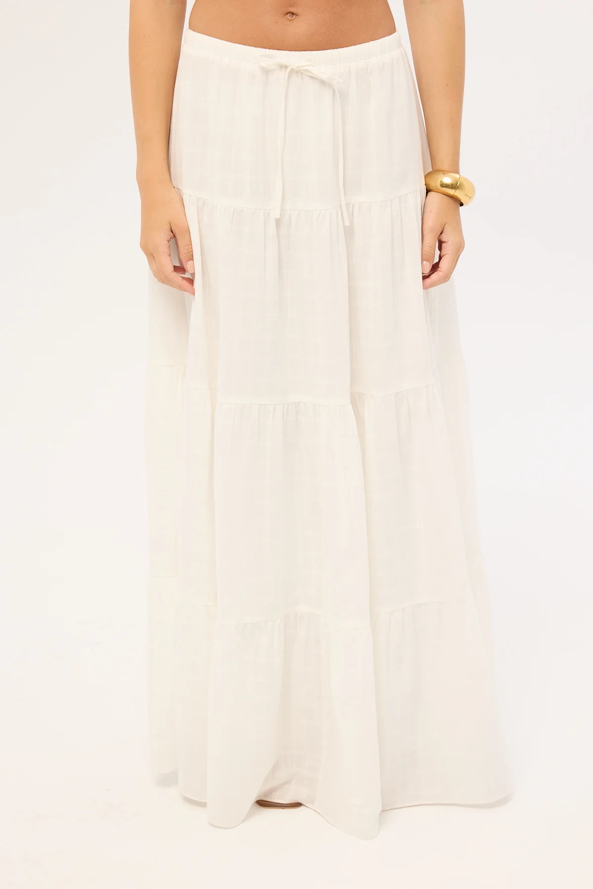 Luck & Trouble Alessia Tiered Maxi Skirt White - Image 7