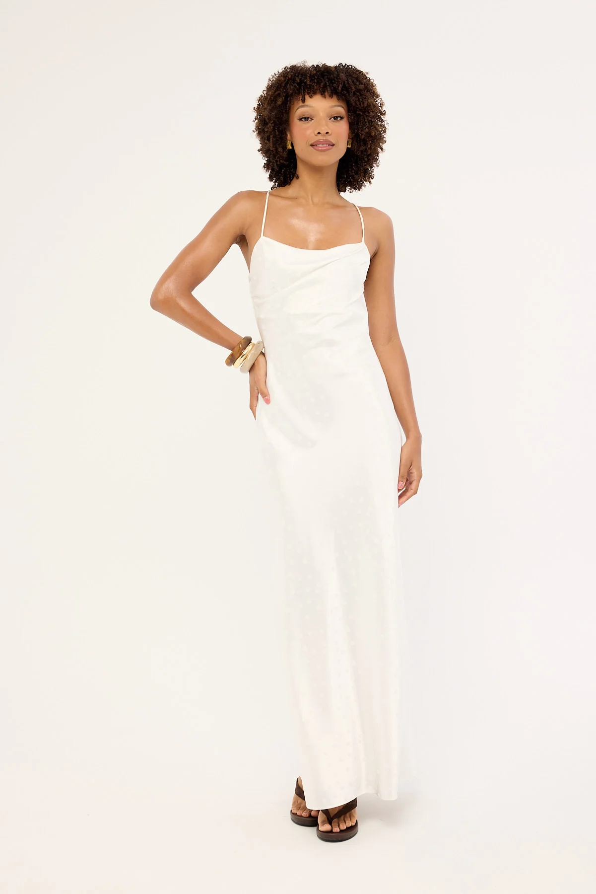 Luck & Trouble Alici Polka Maxi Dress White - Image 2