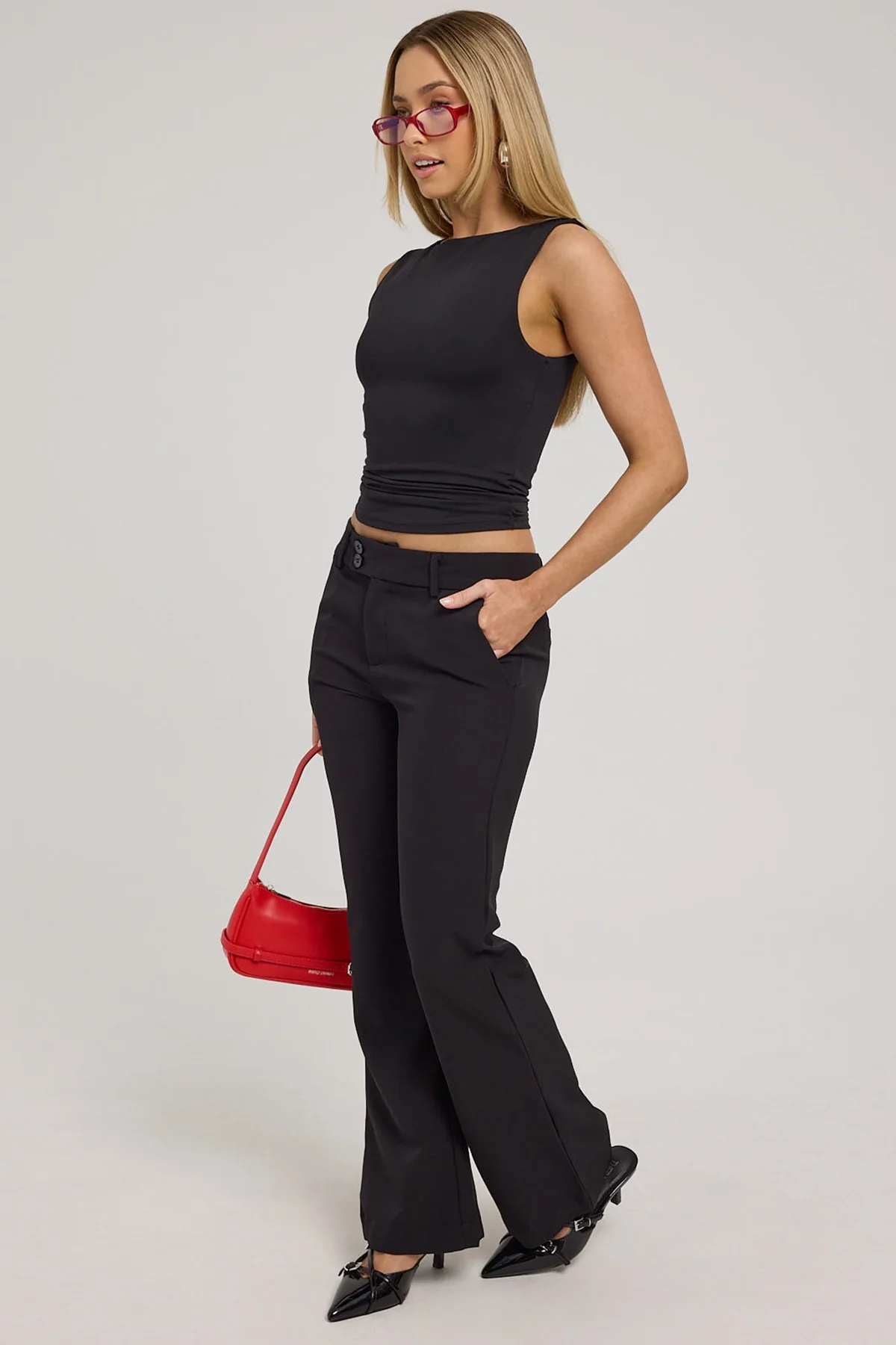 Luck & Trouble Alix Low Rise Bootcut Recycled Pants Black - Image 2
