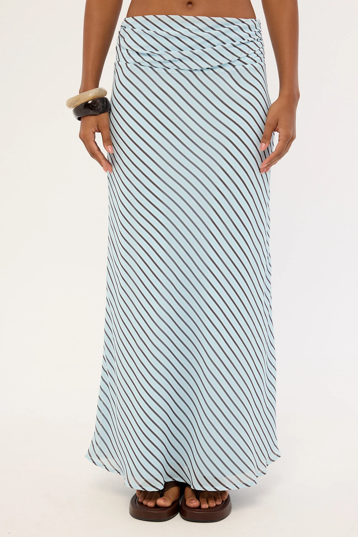 Luck & Trouble Aliyah Stripe Maxi Skirt Blue and Brown - Image 7