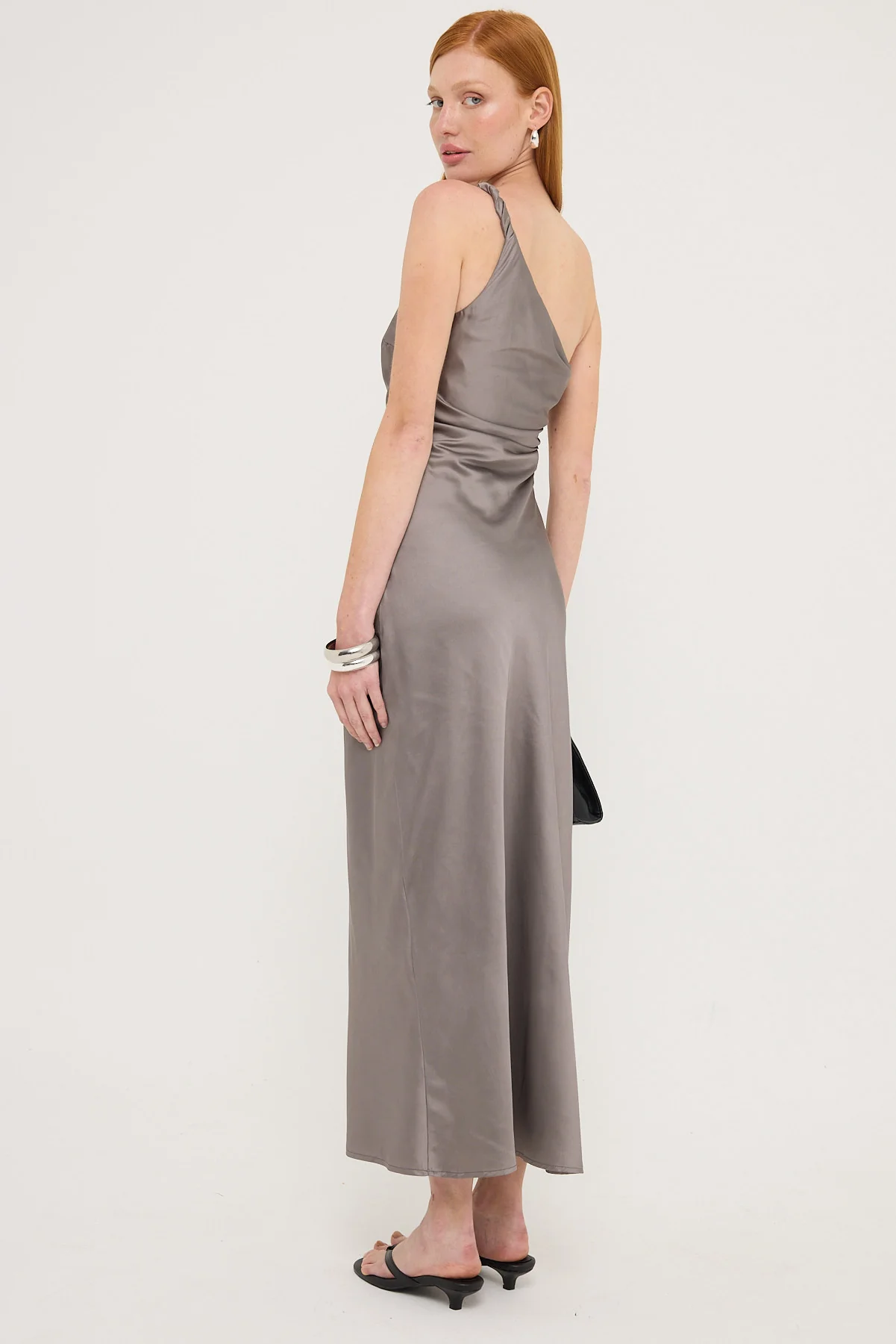 Luck & Trouble Amara Twist Shoulder Maxi Dress Charcoal - Image 7