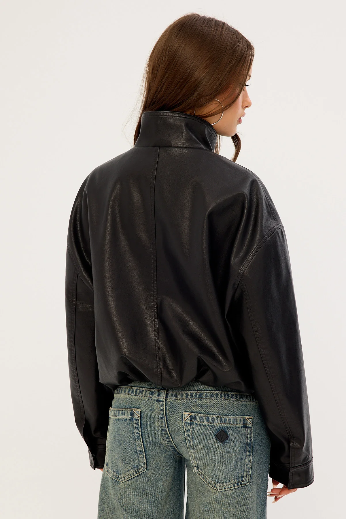 Luck & Trouble Amerie Funnel Neck PU Jacket Black - Image 6