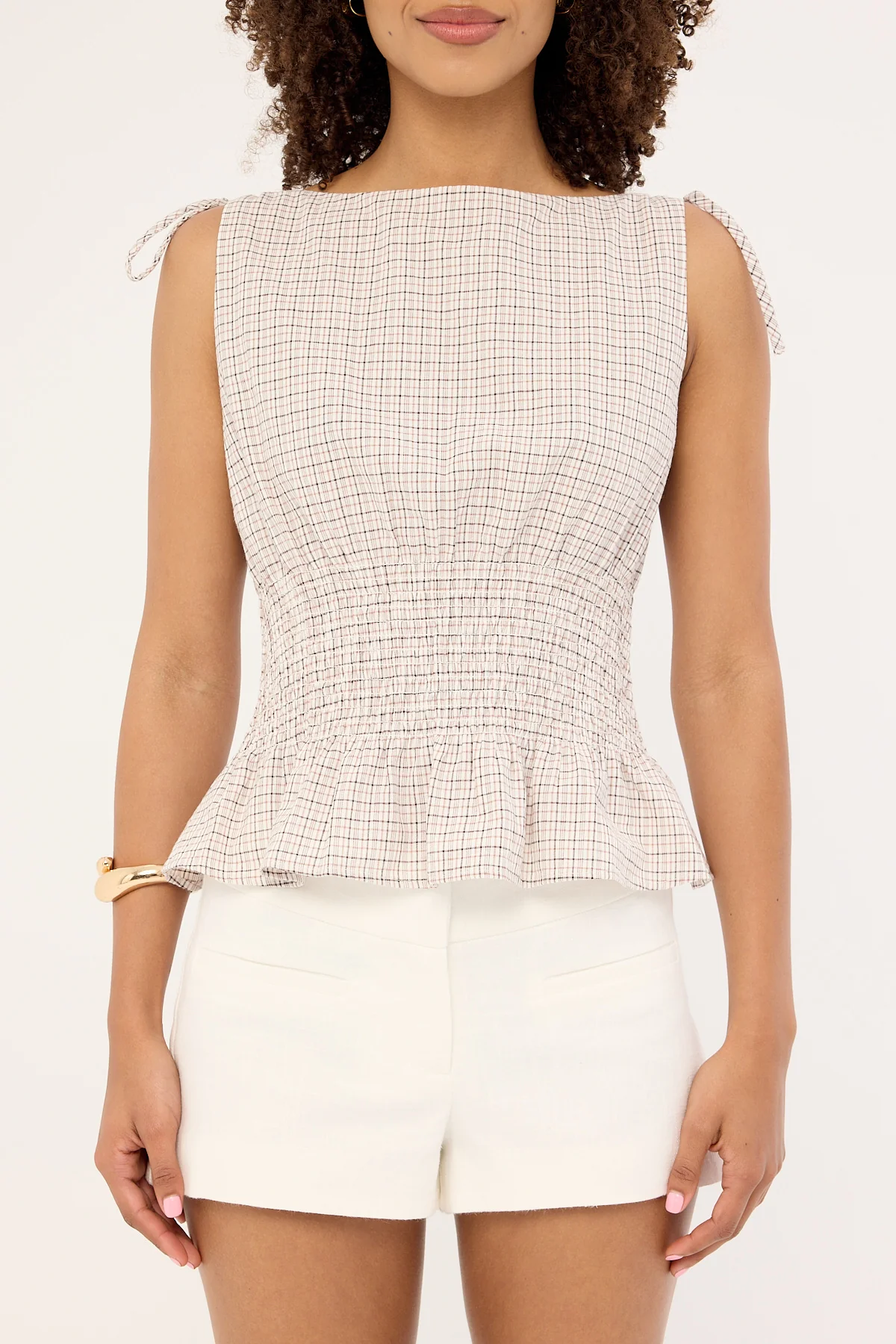 Luck & Trouble Andie Ruched Tie Top Brown - Image 6