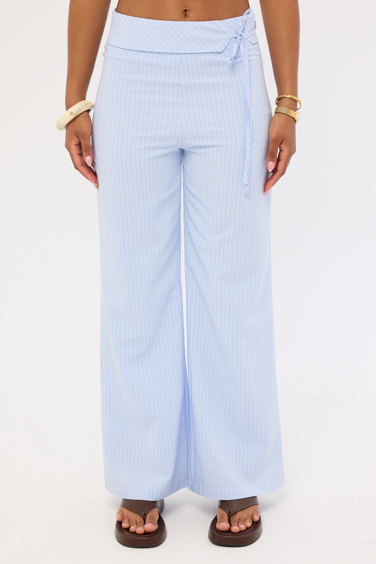 Luck & Trouble Ari Stripe Tie Side Pant Blue Stripe - Image 8