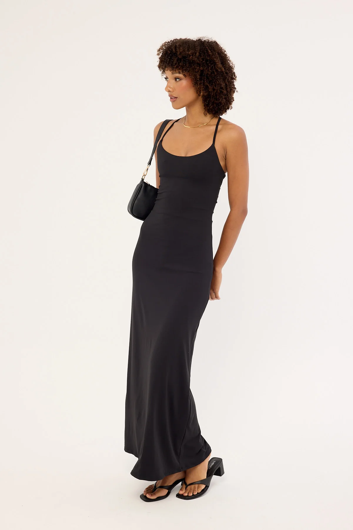Luck & Trouble Arli Lace Up Back Maxi Dress Black - Image 3