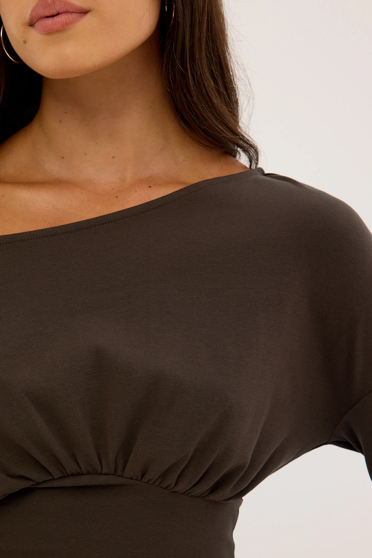 Luck & Trouble Asta Cinched Waist Long Sleeve T-shirt Brown - Image 3