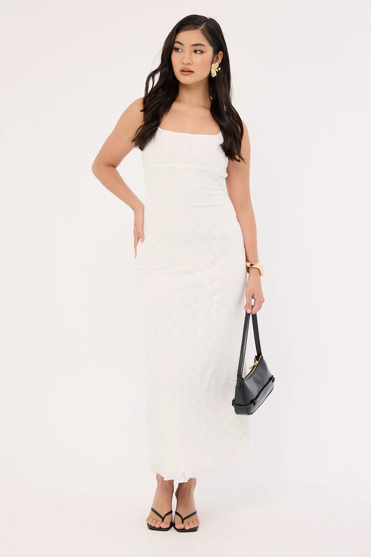 Luck & Trouble Aster Halter Tie Back Maxi Dress White - Image 2