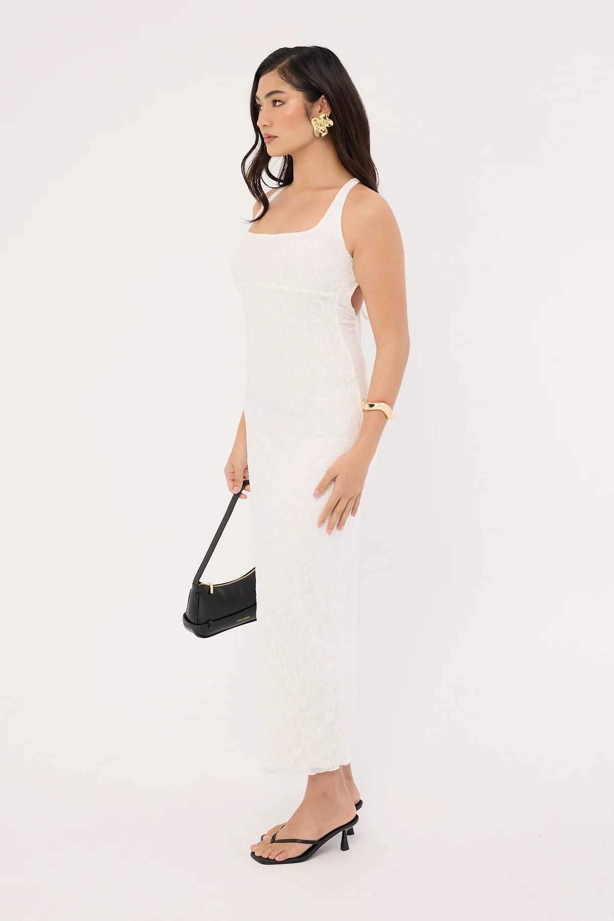 Luck & Trouble Aster Halter Tie Back Maxi Dress White - Image 5
