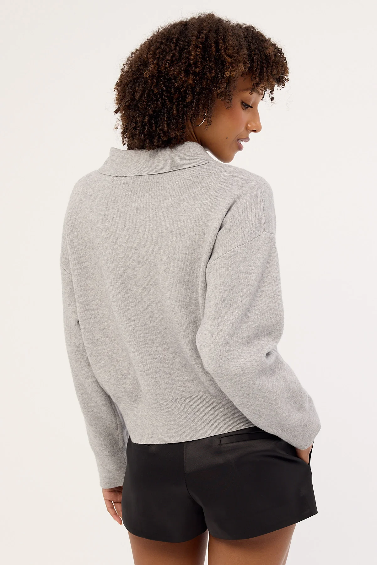 Luck & Trouble Aubrey Long Sleeve Knit Jersey Grey Marle - Image 4