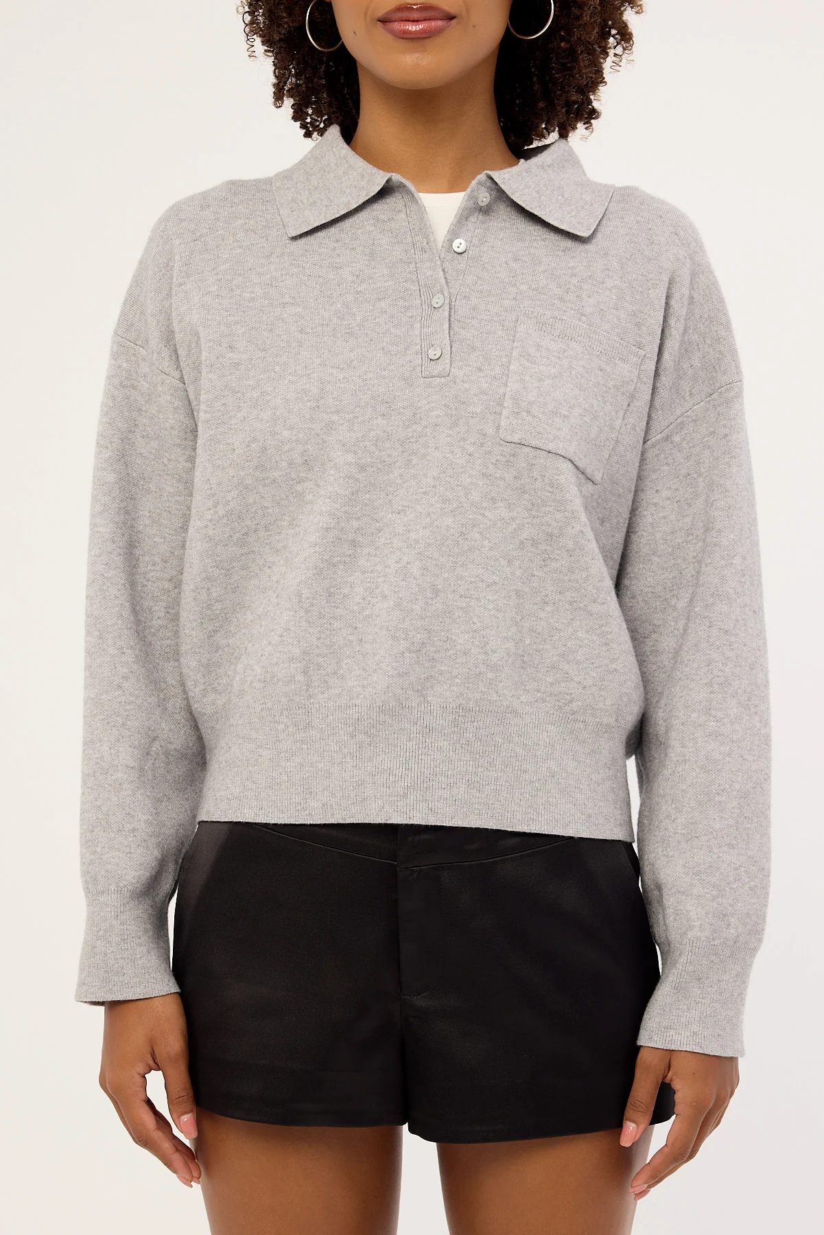 Luck & Trouble Aubrey Long Sleeve Knit Jersey Grey Marle - Image 6