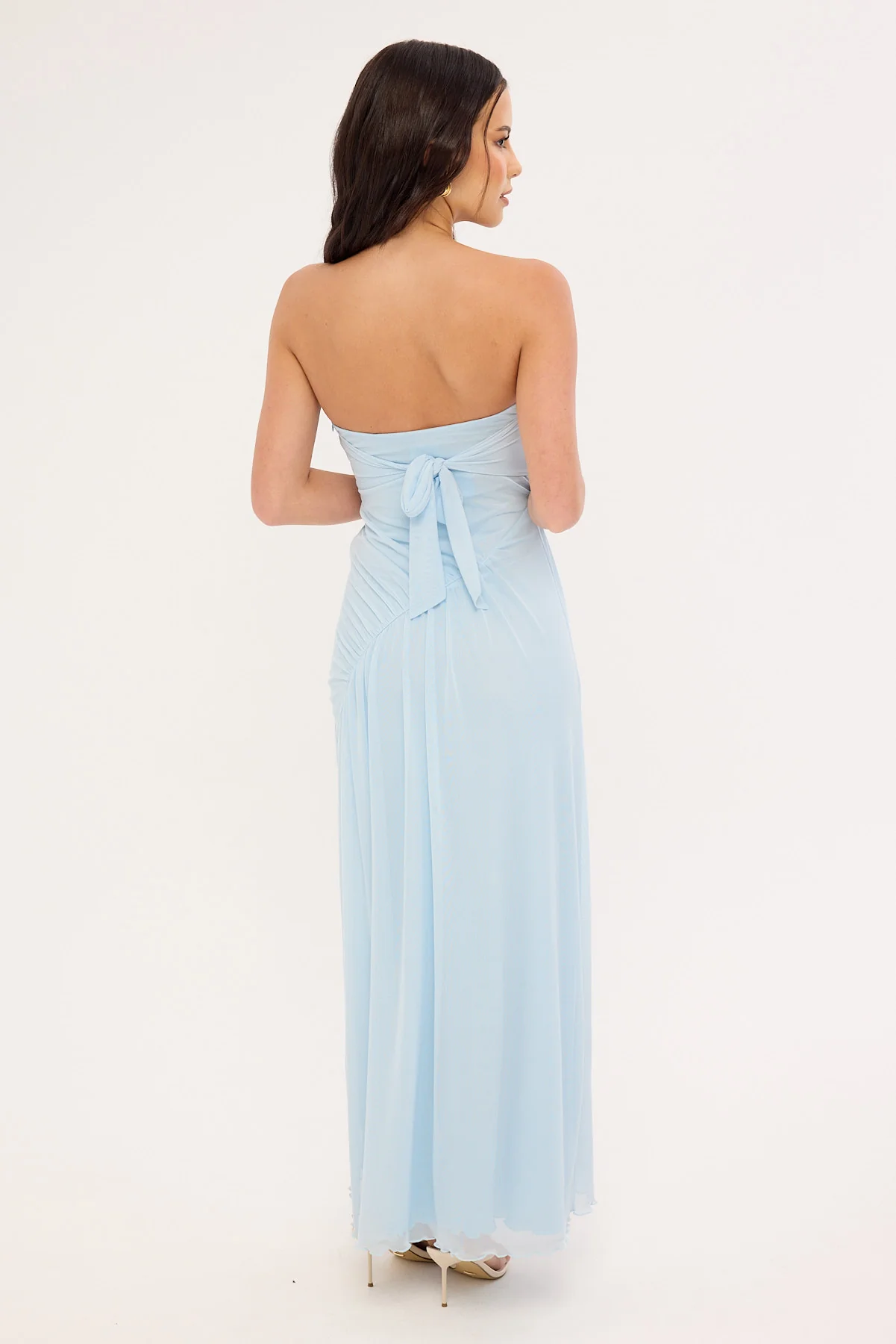 Luck & Trouble Benny Mesh Strapless Maxi Dress Blue - Image 5
