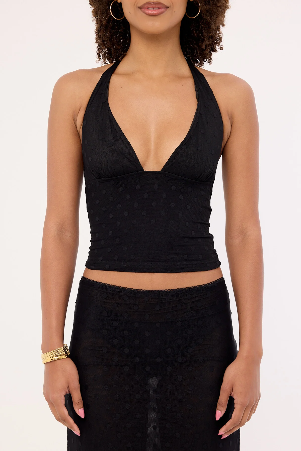 Luck & Trouble Bowie Polka Halter Top Black - Image 10