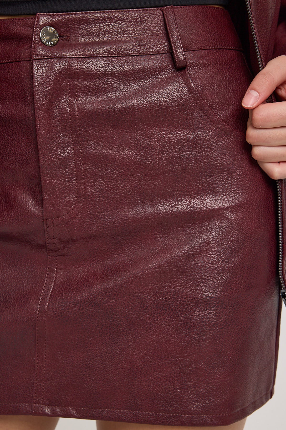 Luck & Trouble Briana PU High Rise Mini Skirt Burgundy - Image 6