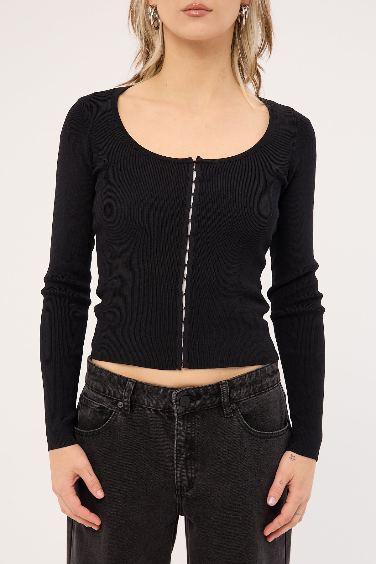 Luck & Trouble Brielle Long Sleeve Knit Top Black - Image 7