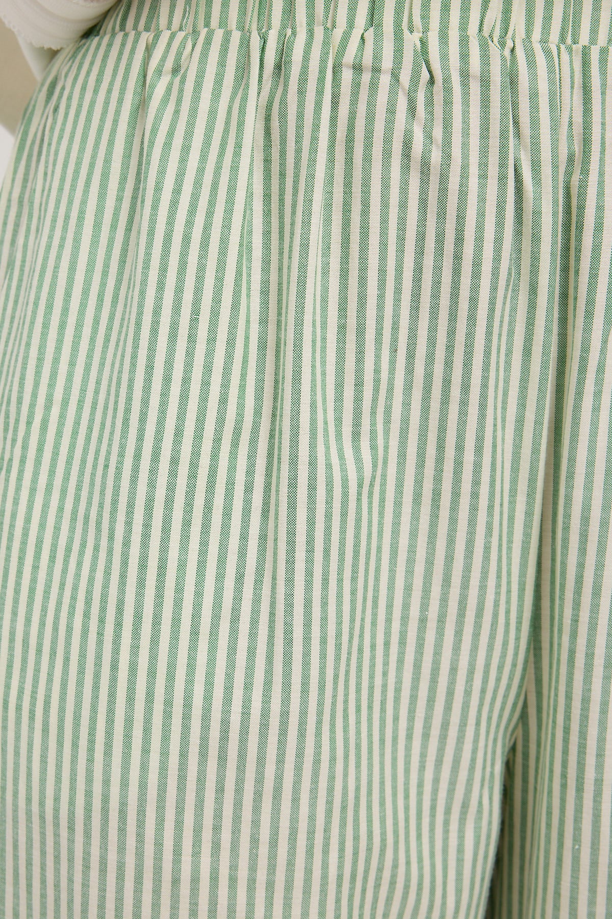 Luck & Trouble Calli Elasticated Stripe Pants Green and White Stripe - Image 4