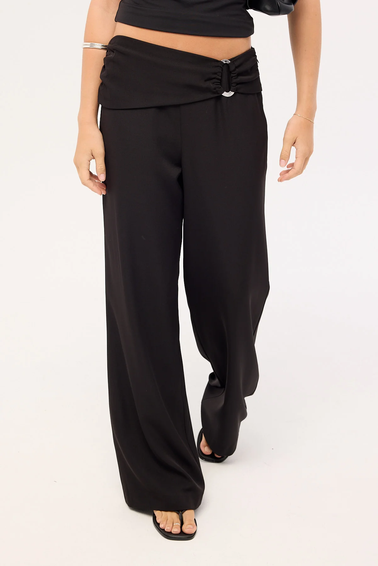 Luck & Trouble Celestia Buckle Mid Rise Pant Black - Image 3