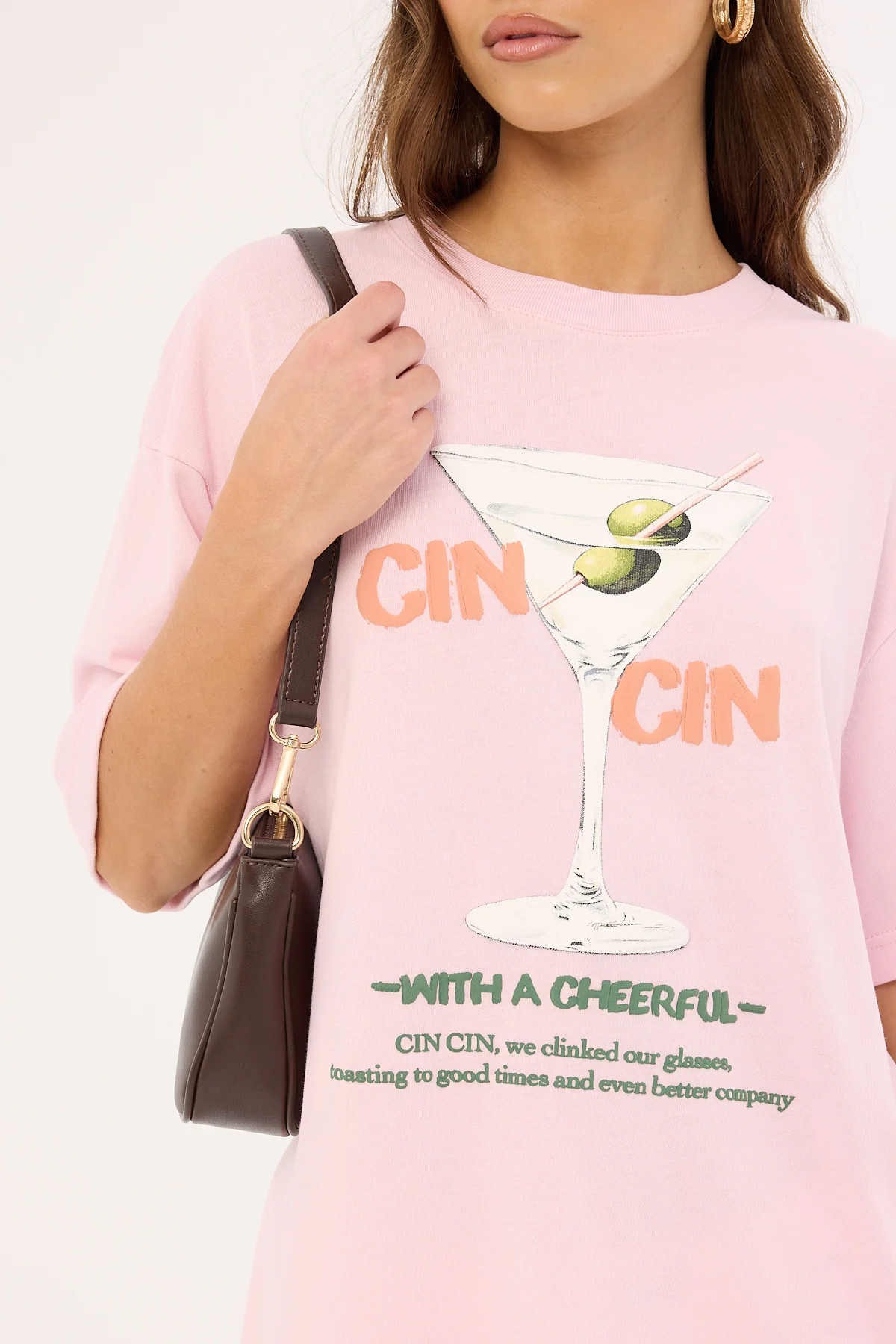 Luck & Trouble Cin Cin Oversized Tee Pink - Image 3