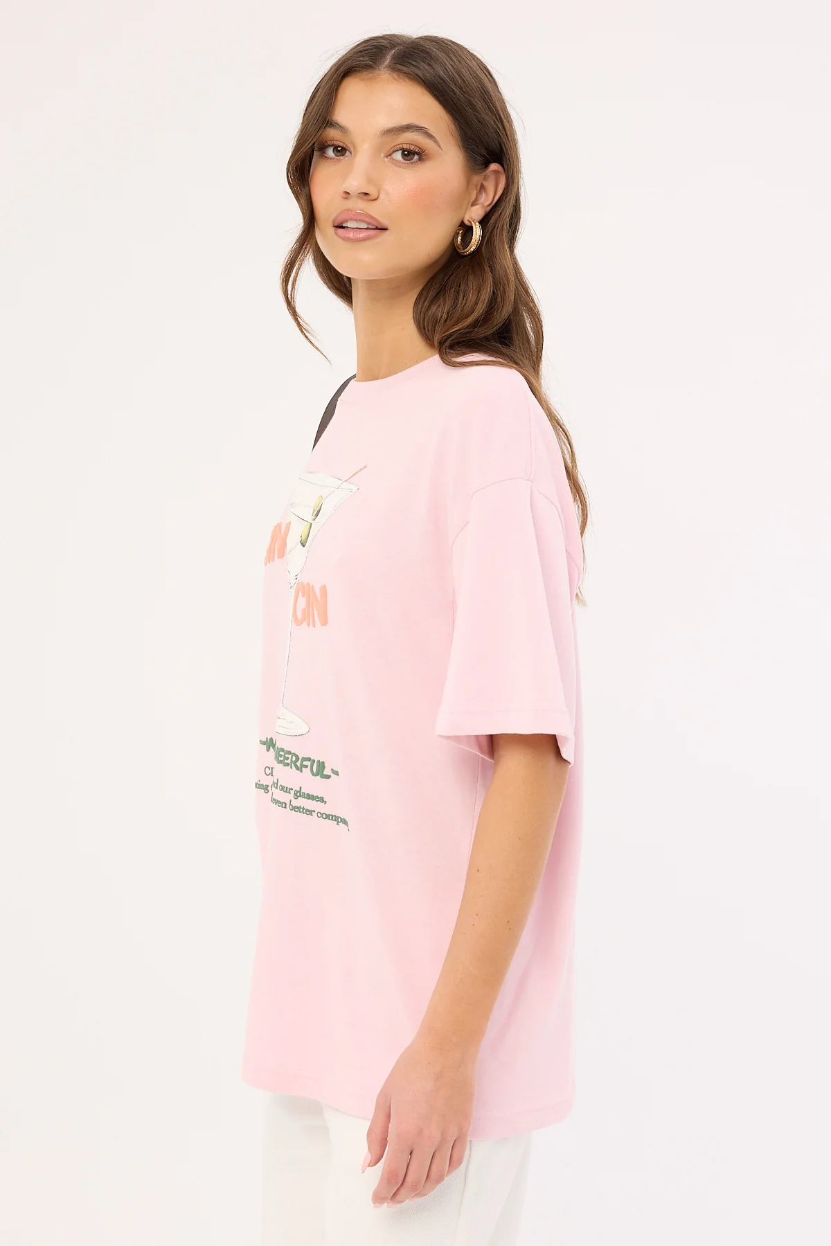 Luck & Trouble Cin Cin Oversized Tee Pink - Image 4