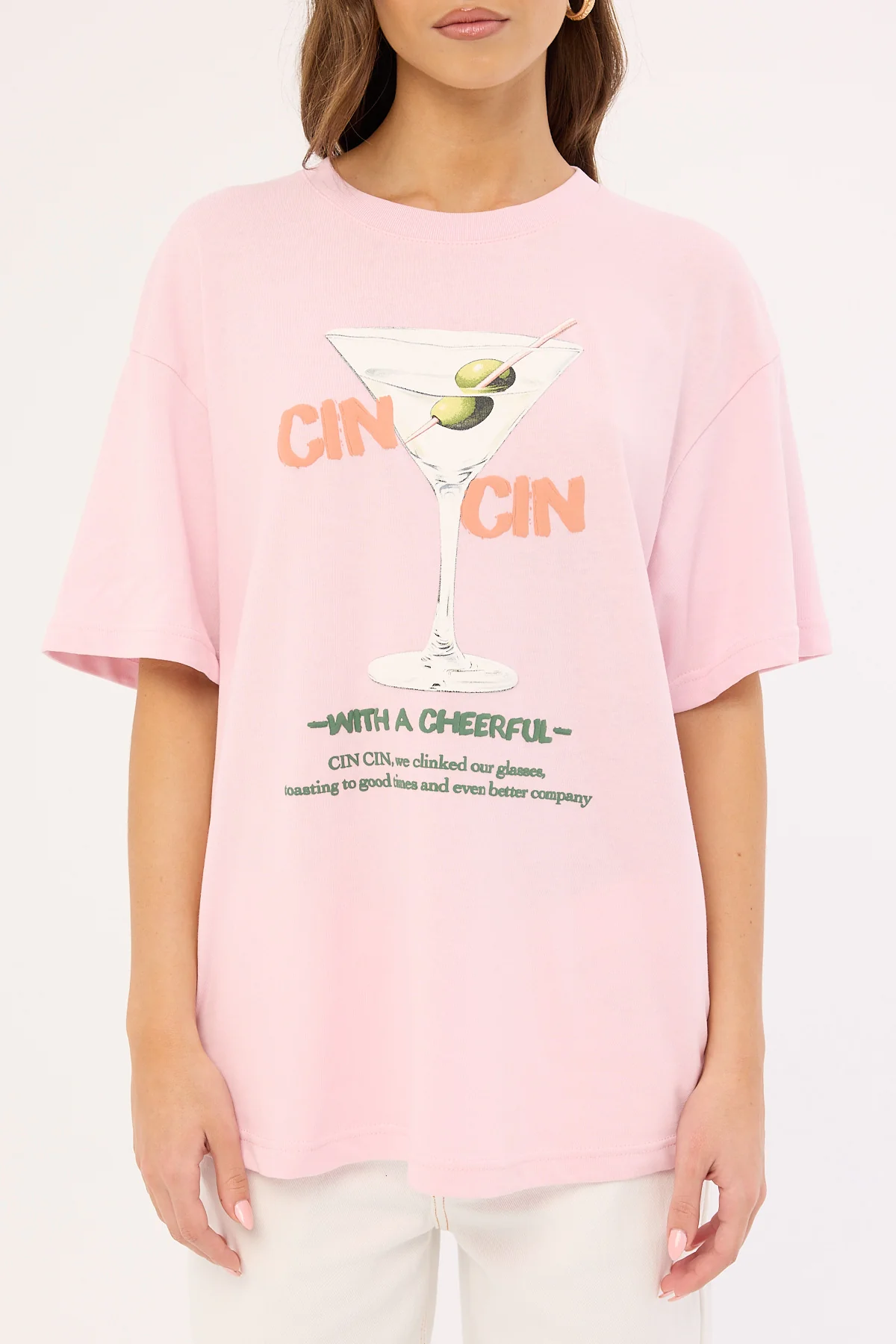 Luck & Trouble Cin Cin Oversized Tee Pink - Image 7