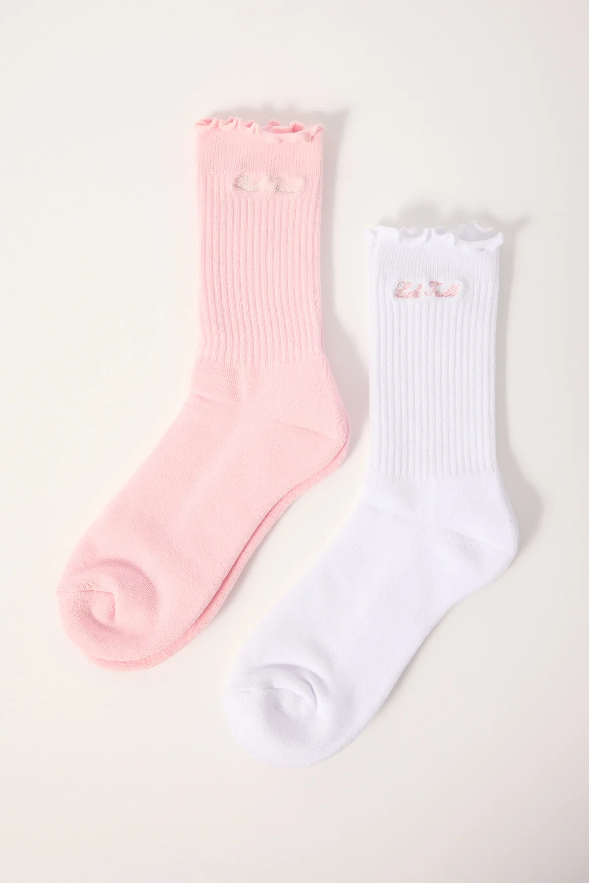 Luck & Trouble Classic Sock 2 Pack Pink and White