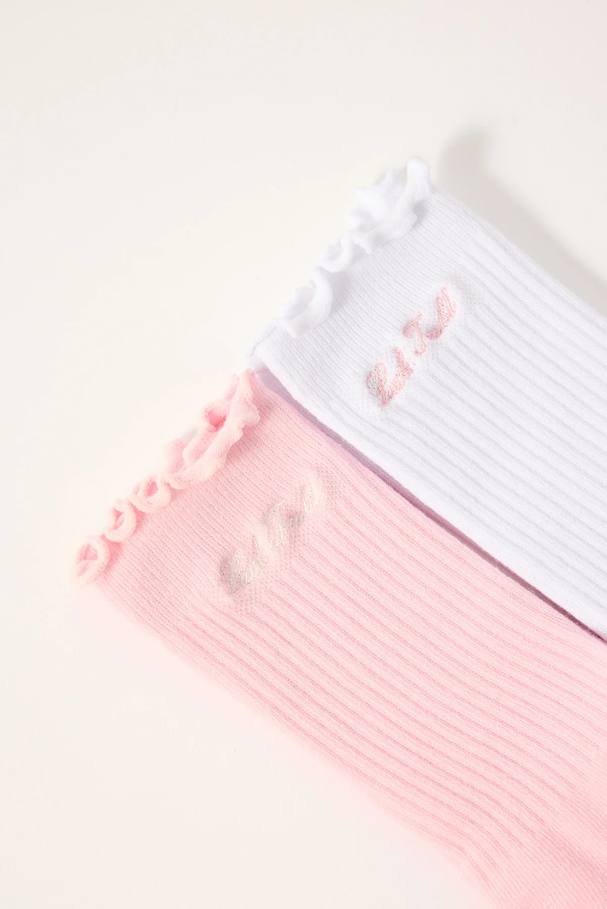 Luck & Trouble Classic Sock 2 Pack Pink and White - Image 2