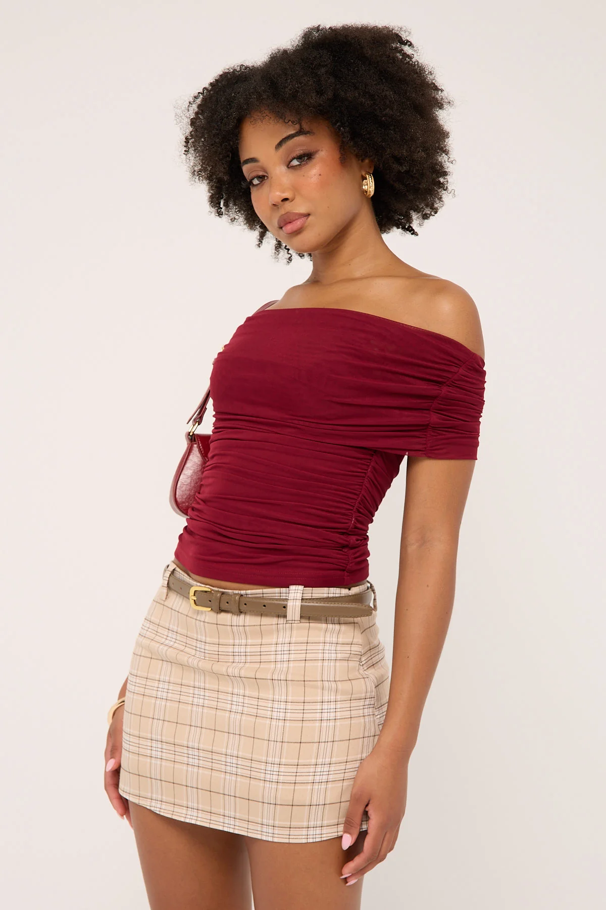 Luck & Trouble Clue Mid Rise Skort Beige Check - Image 3
