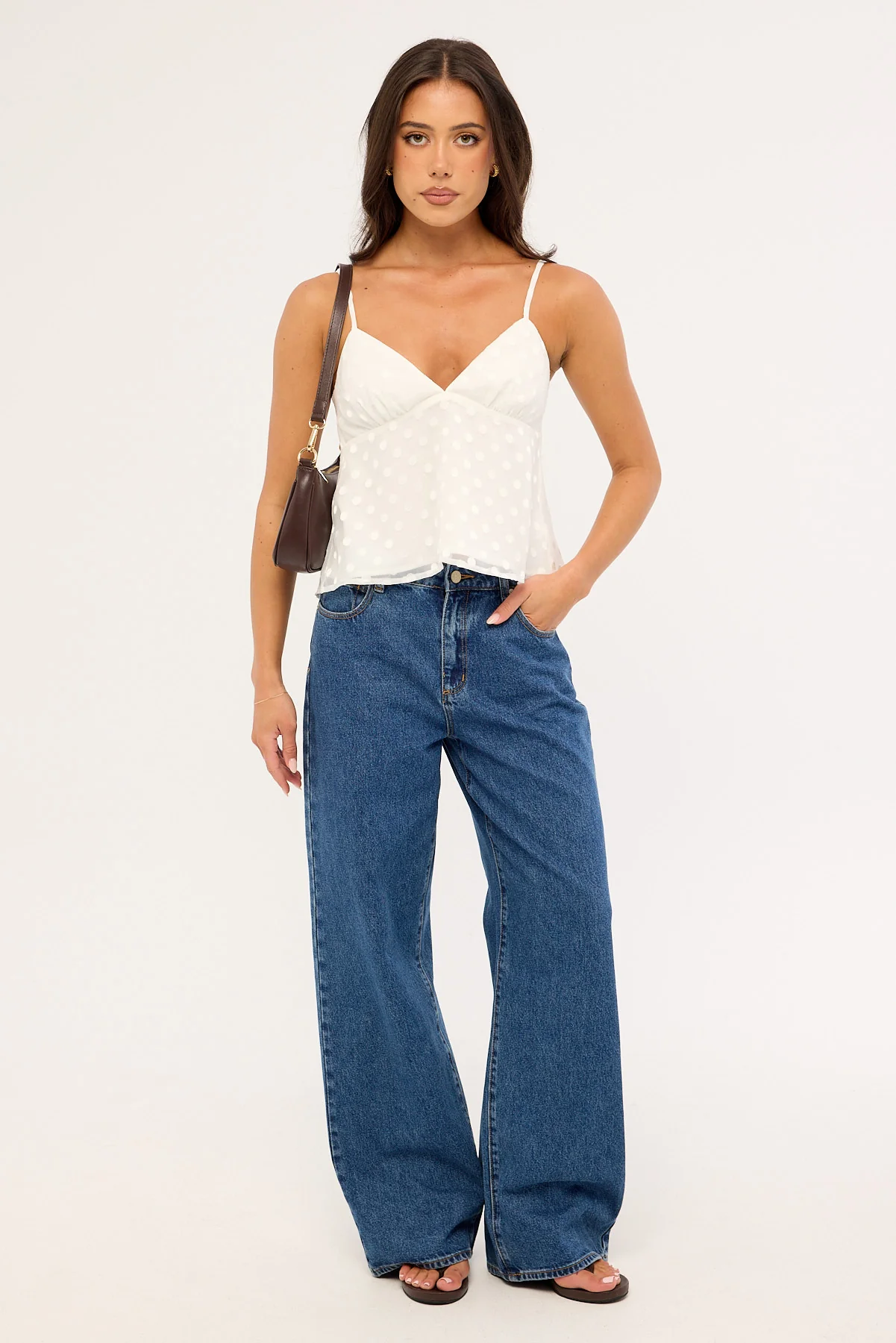 Luck & Trouble Coco Polka Cami Top White - Image 2