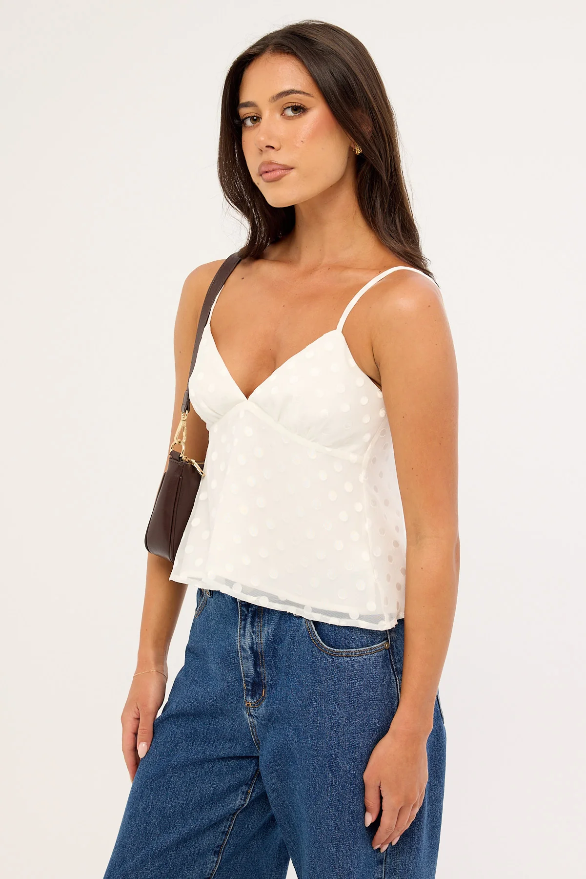 Luck & Trouble Coco Polka Cami Top White - Image 4