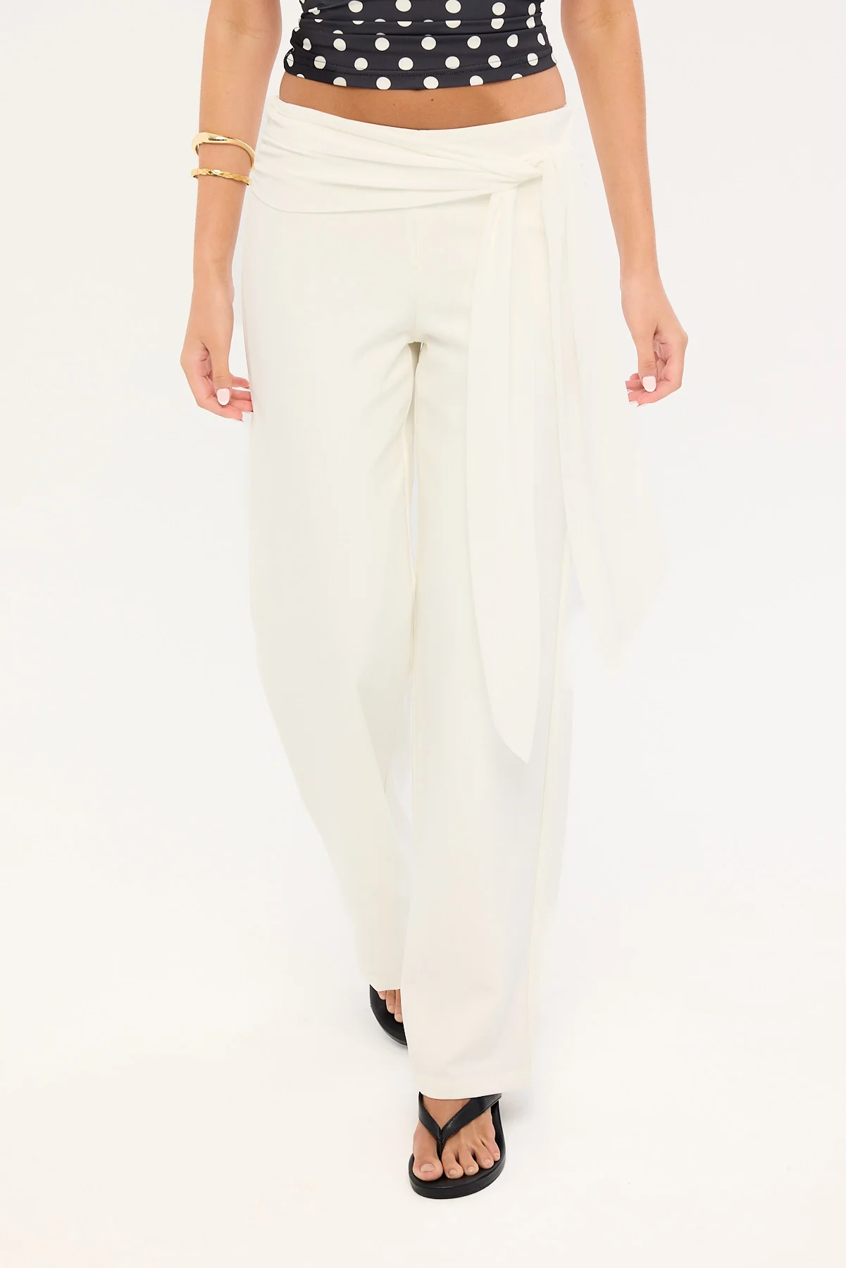 Luck & Trouble Connie Tie Low Rise Pant Cream - Image 2