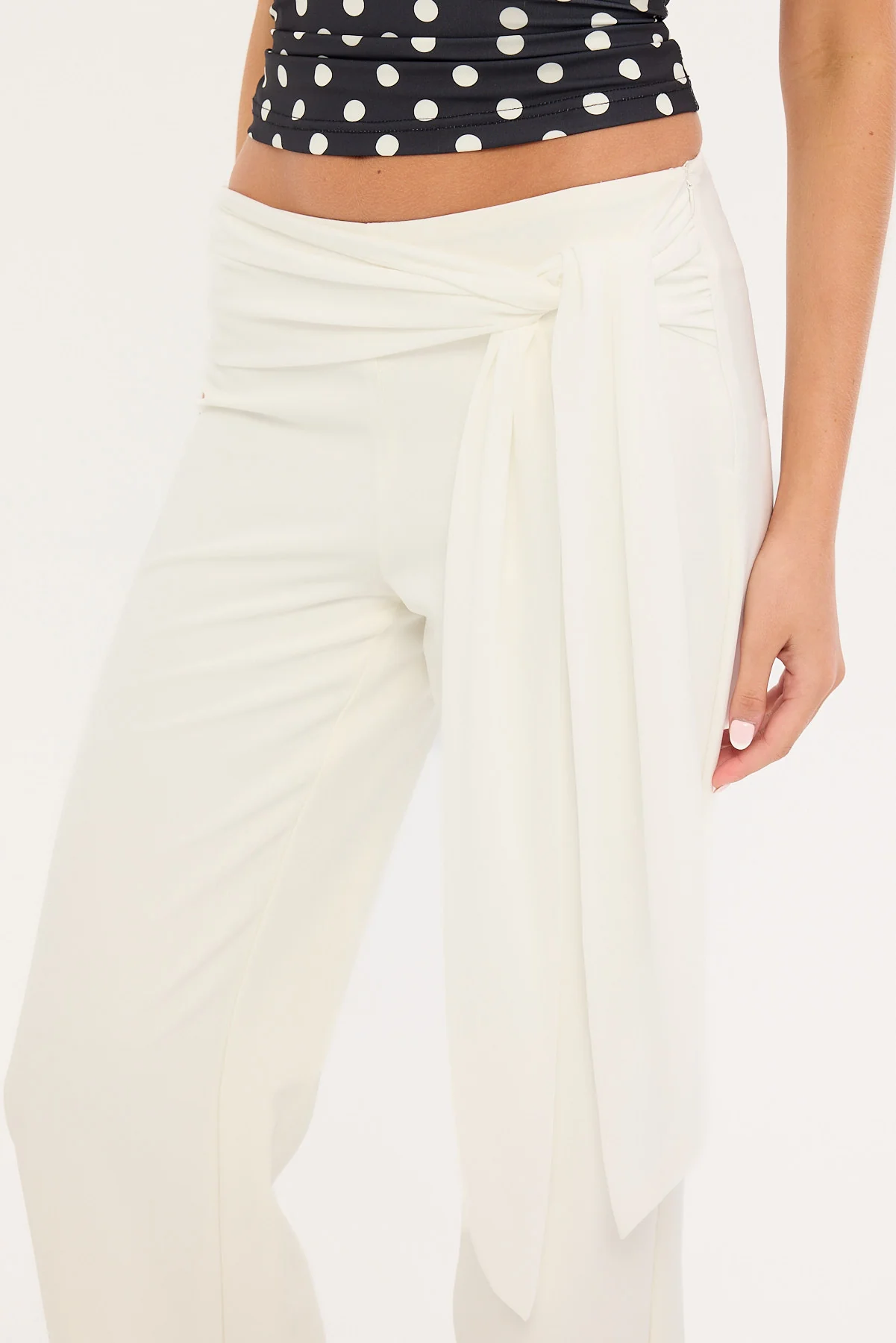 Luck & Trouble Connie Tie Low Rise Pant Cream - Image 5