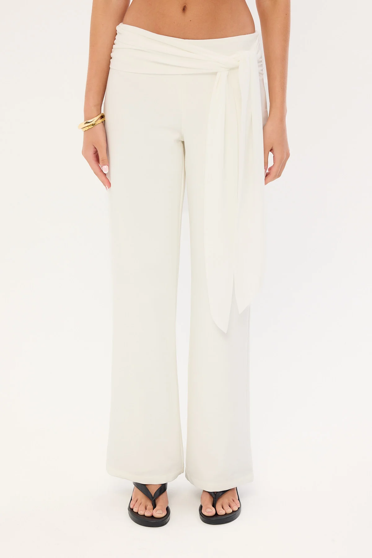 Luck & Trouble Connie Tie Low Rise Pant Cream - Image 7