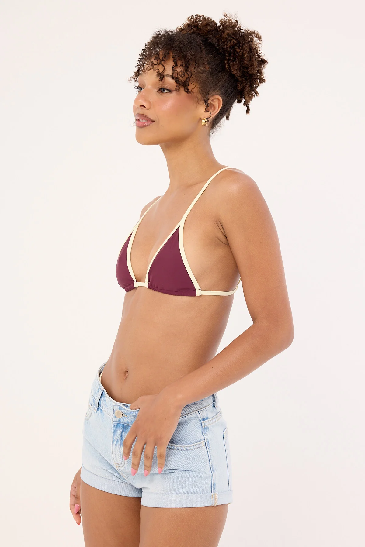 Luck & Trouble Costa Rica Contrast Bikini Top Plum - Image 4