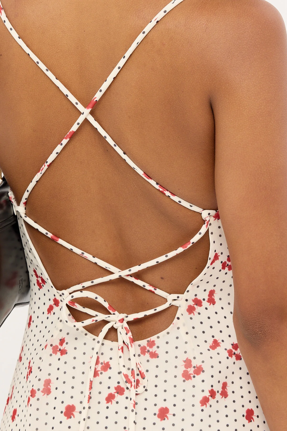 Luck & Trouble Daisie Polka Lace Up Maxi Dress Off White Print - Image 5