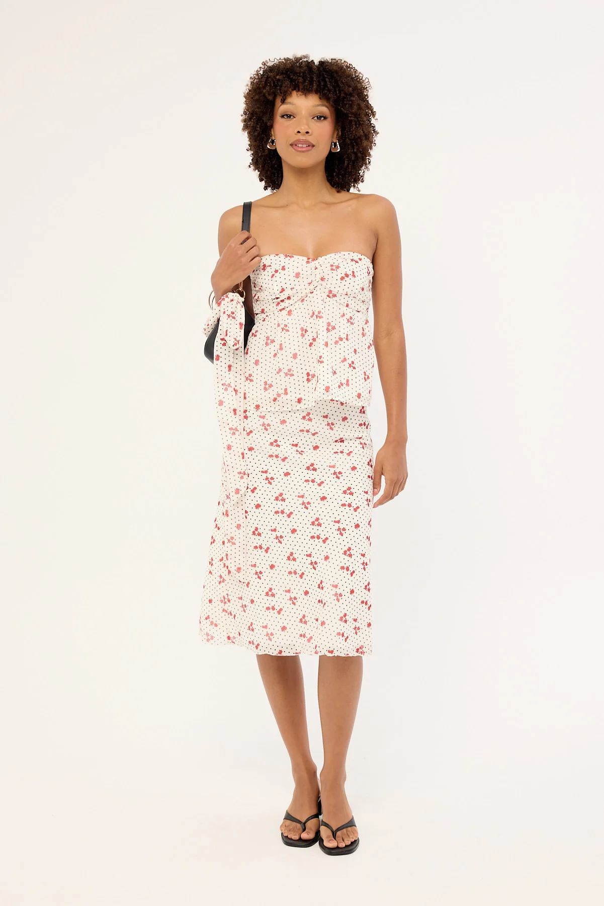 Luck & Trouble Daisie Polka Midi Skirt Off White