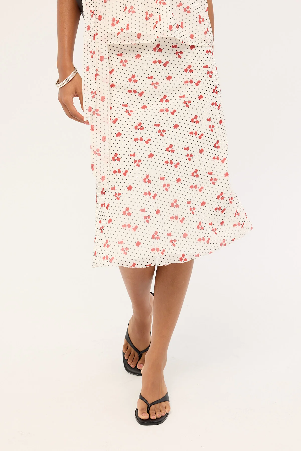 Luck & Trouble Daisie Polka Midi Skirt Off White - Image 2