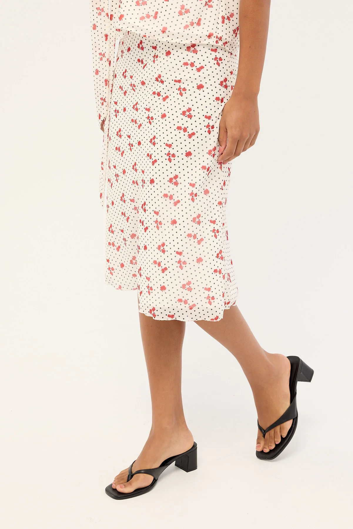 Luck & Trouble Daisie Polka Midi Skirt Off White - Image 3
