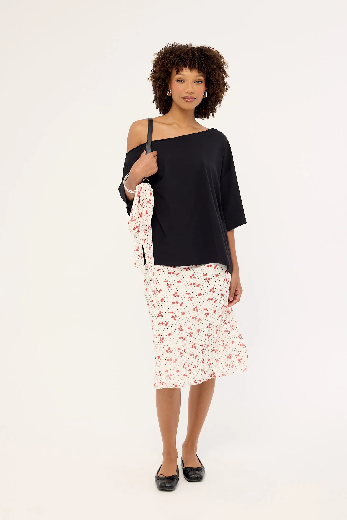 Luck & Trouble Daisie Polka Midi Skirt Off White - Image 7