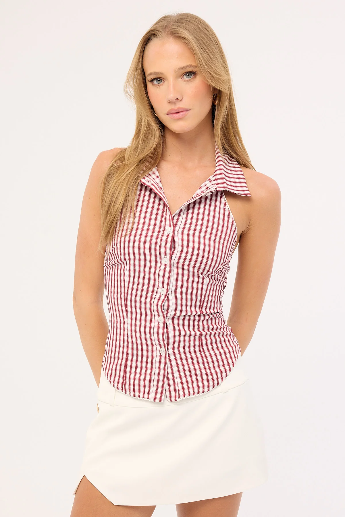 Luck & Trouble Dove Tailored Split Skort Cream - Image 2
