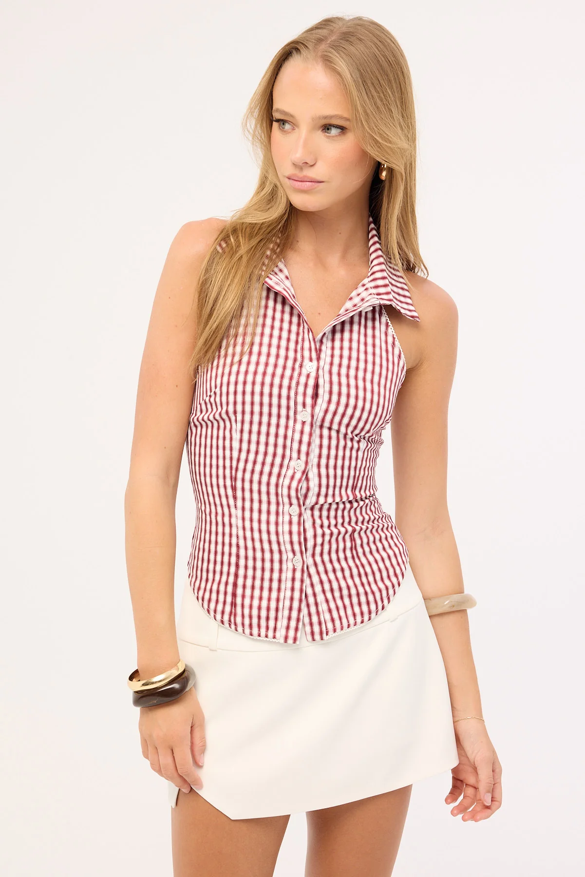 Luck & Trouble Dove Tailored Split Skort Cream - Image 3