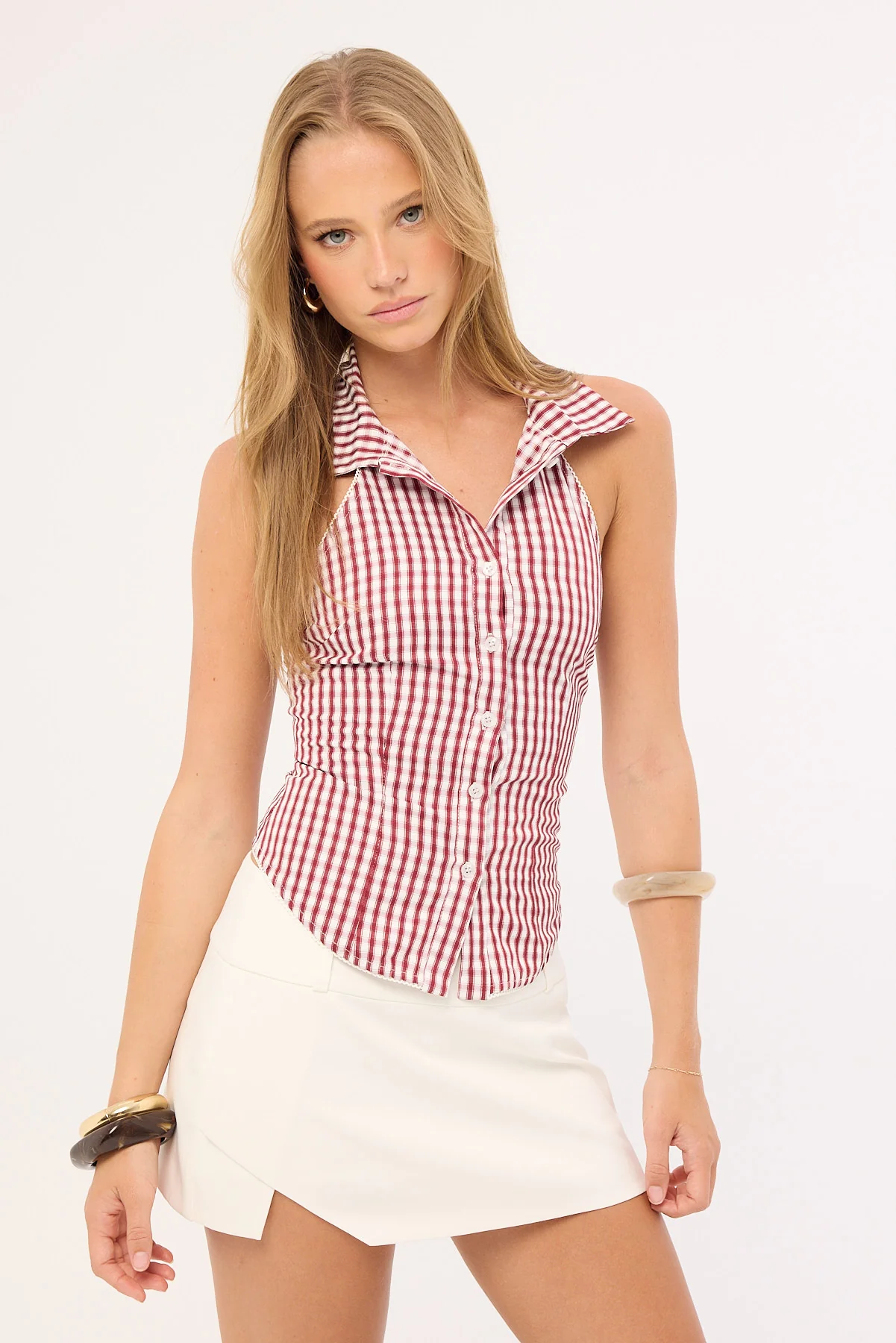 Luck & Trouble Dove Tailored Split Skort Cream - Image 4