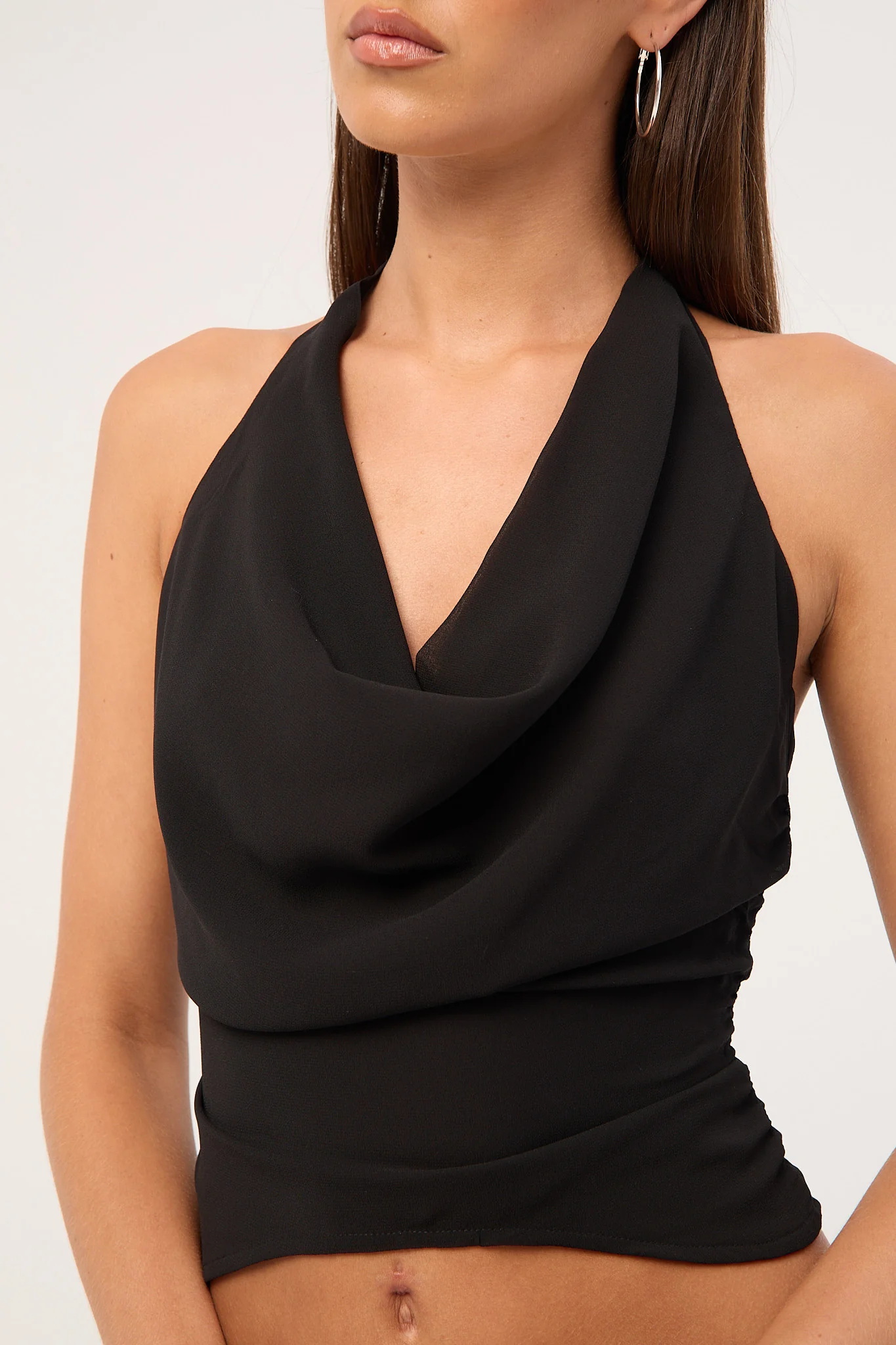 Luck & Trouble Drew Cowl Halter Top Black - Image 8