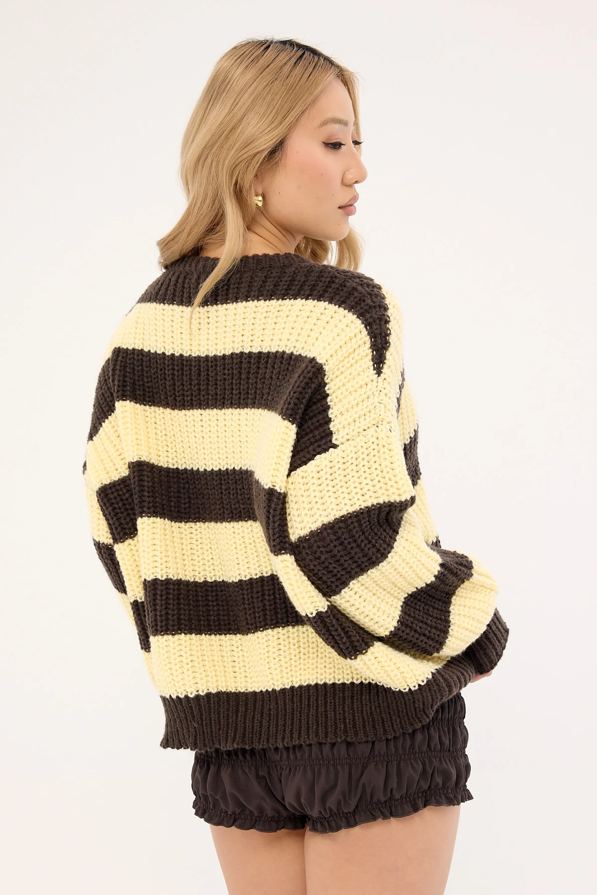Luck & Trouble Ellis Stripe Knit Jumper Brown / Butter Stripe - Image 7