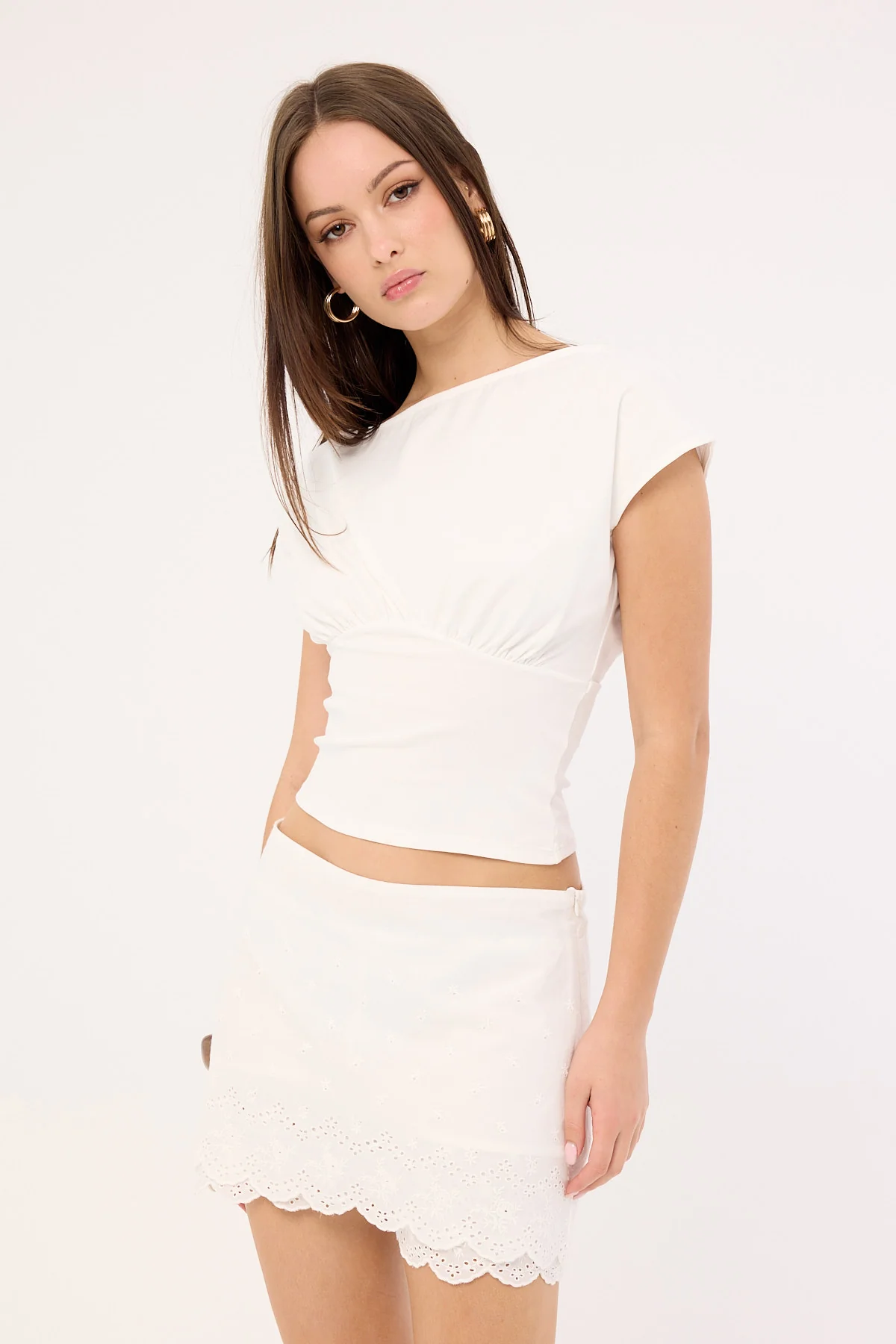 Luck & Trouble Elodie Broderie Skort White - Image 2