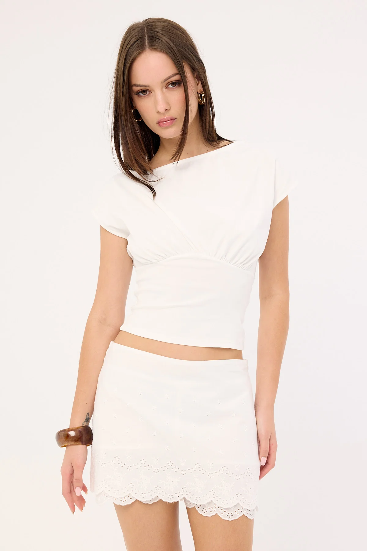 Luck & Trouble Elodie Broderie Skort White - Image 3