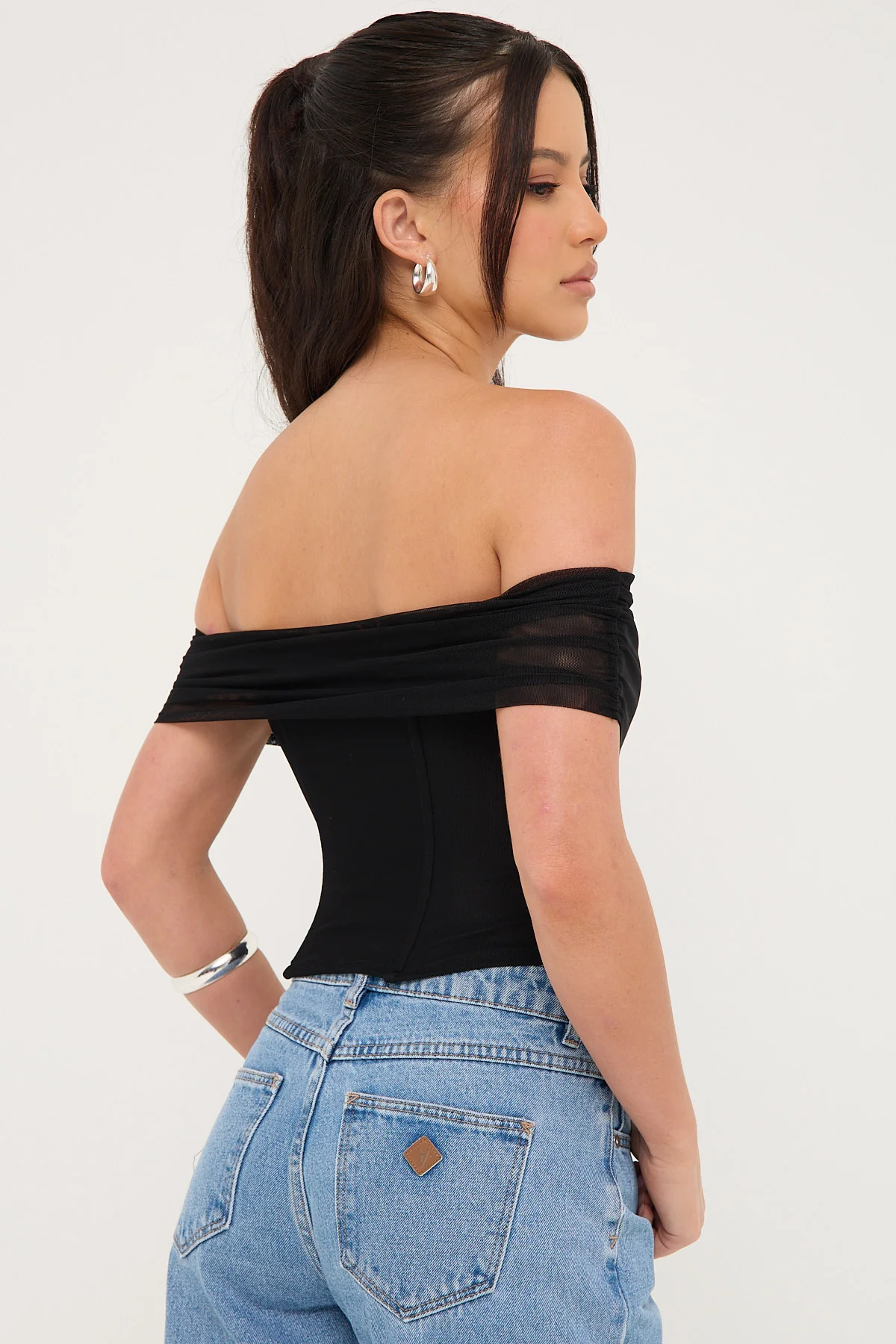 Luck & Trouble Elyse Off Shoulder Corset Top Black - Image 4