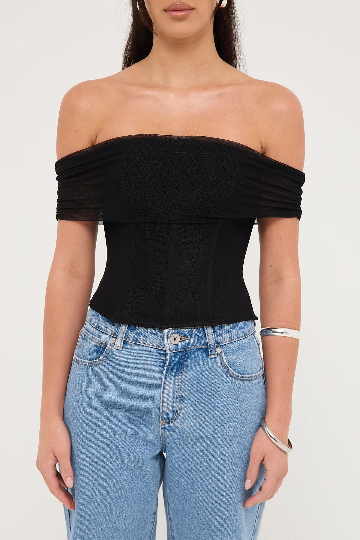 Luck & Trouble Elyse Off Shoulder Corset Top Black - Image 5