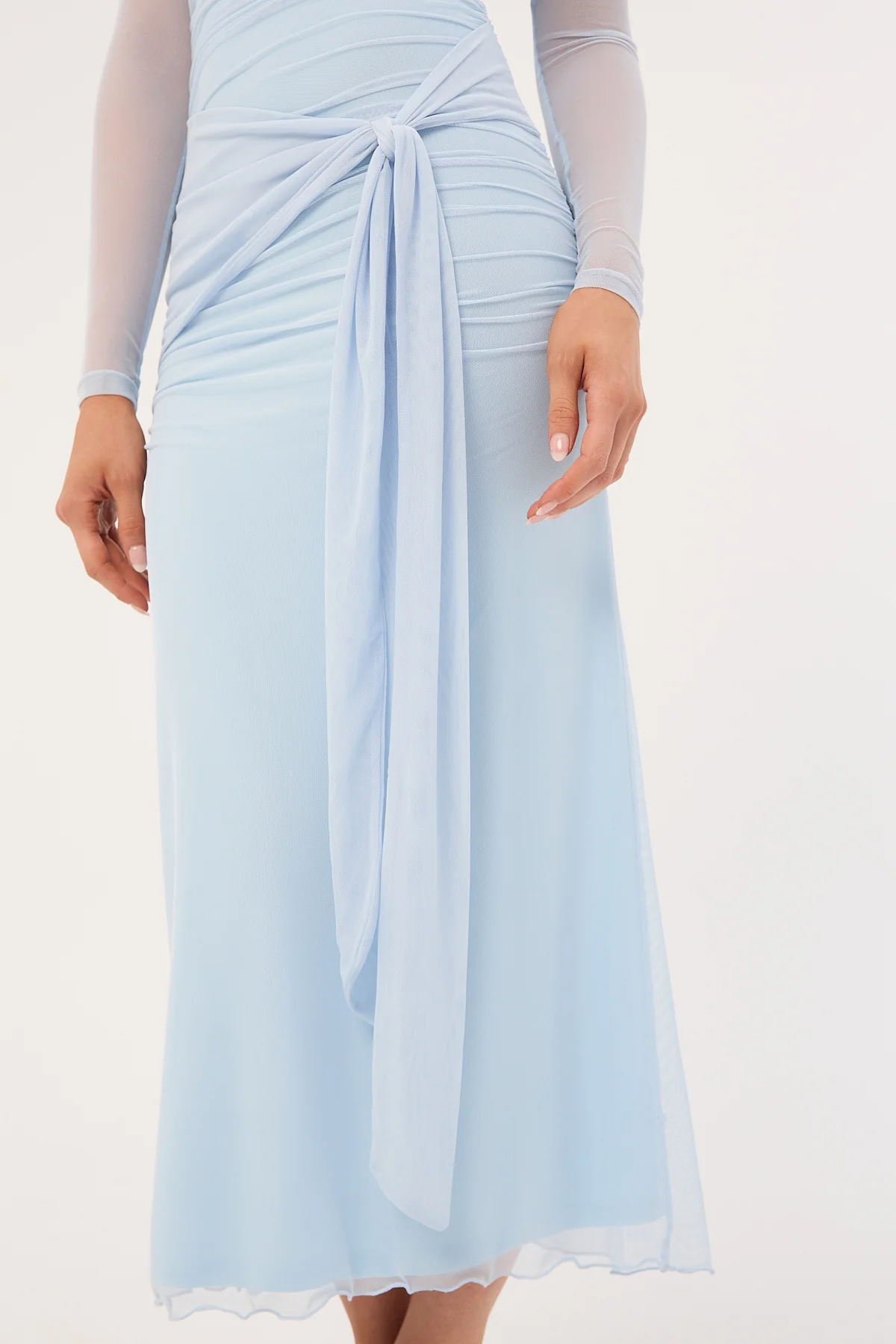 Luck & Trouble Elyse Off Shoulder Long Sleeve Maxi Dress Blue - Image 4