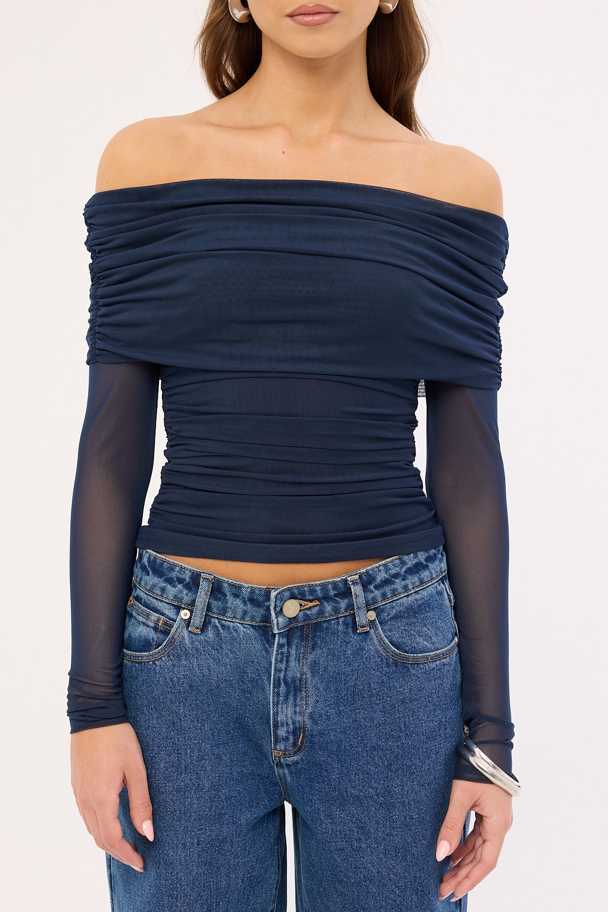 Luck & Trouble Elyse Off Shoulder Long Sleeve Top Ink - Image 8